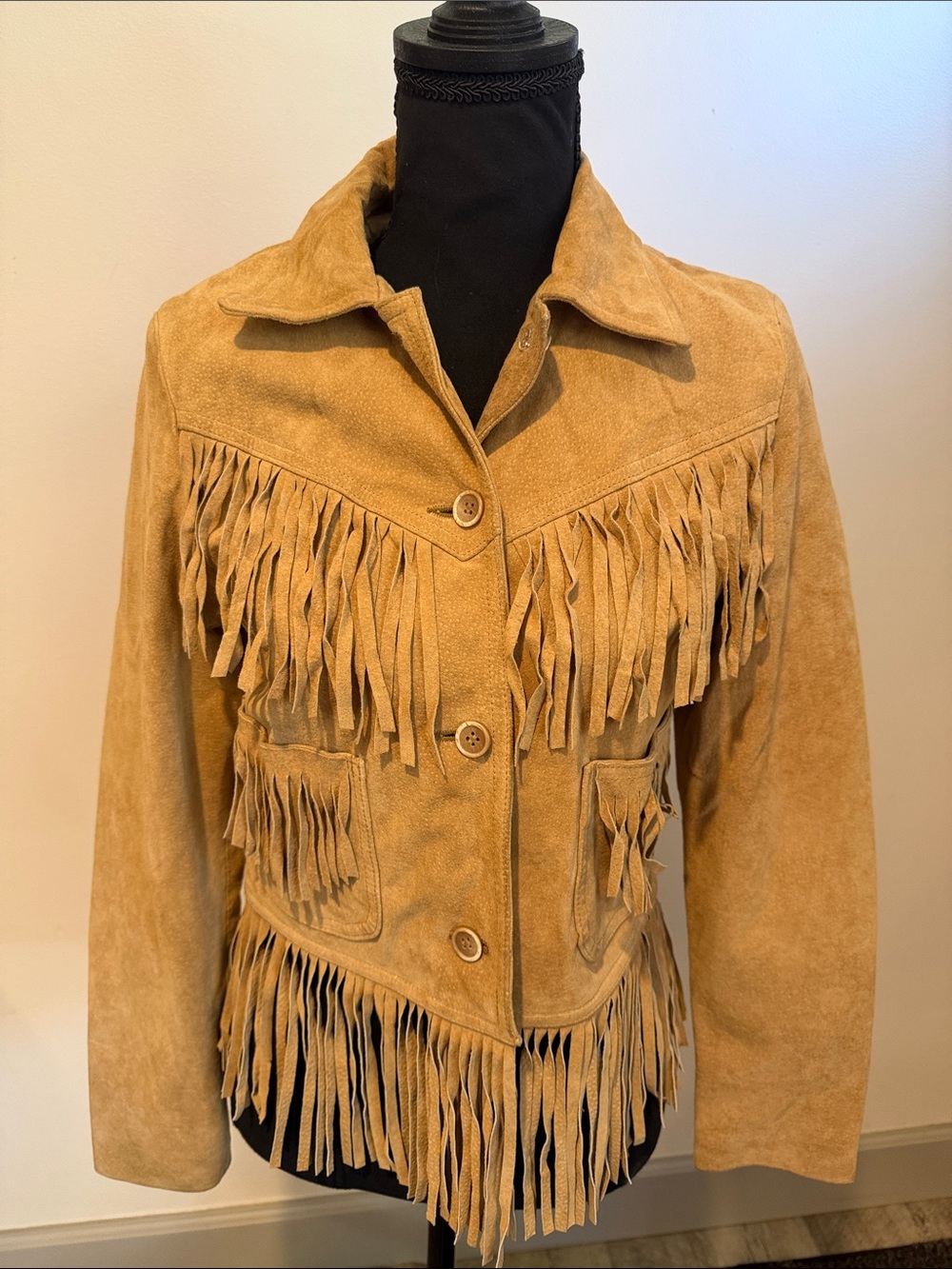 Vintage Marvin Richards Suede Fringe Womens Jacket - Size XS